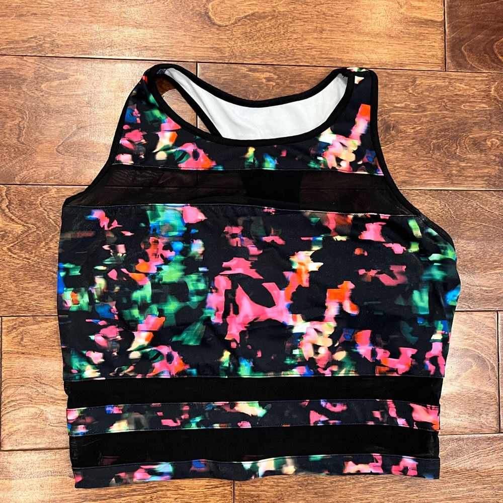 Tie - Dye Black Crop Sports Bra